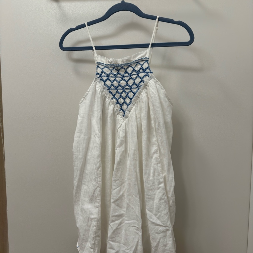 Free People White Dress with Blue Accents